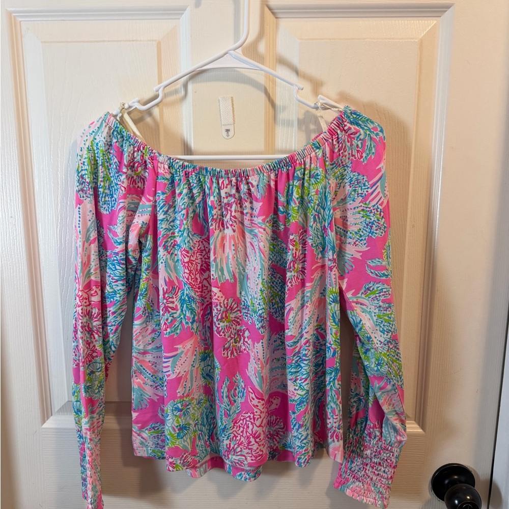 Lilly Pulitzer Lana Off-Shoulder strapless Prosecco pink Seaing things  XS